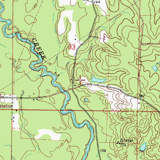 Topographic Map of Hintonville Volunteer Fire Department, MS