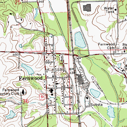 Topographic Map of Fernwood Volunteer Fire Department, MS