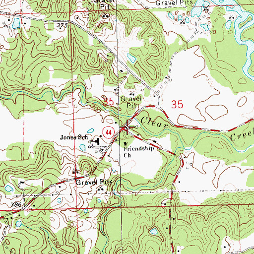 Topographic Map of Friendship Volunteer Fire Department, MS