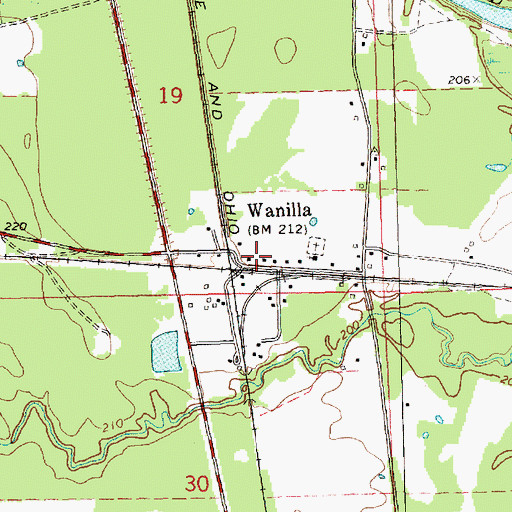 Topographic Map of Wanilla Fire Department, MS