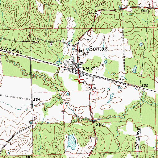 Topographic Map of Sontag Fire Department, MS