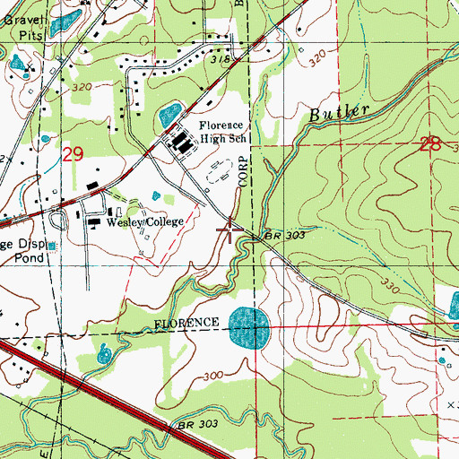 Topographic Map of Florence Fire Department Station 2, MS