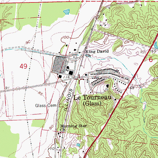 Topographic Map of Letourneau Volunteer Fire Department Station 1, MS