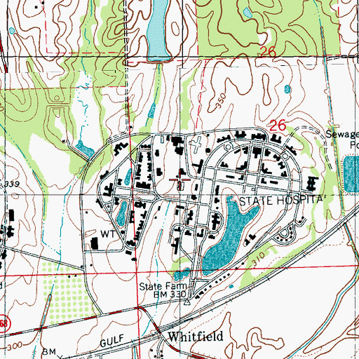 Topographic Map of Mississippi State Hospital Fire Department, MS