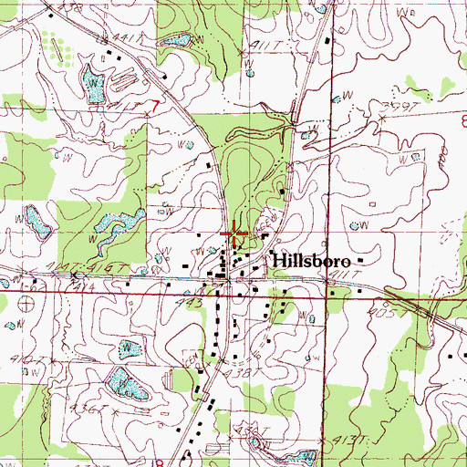 Topographic Map of North Central Scott County Volunteer Fire Department Hillsboro Station, MS