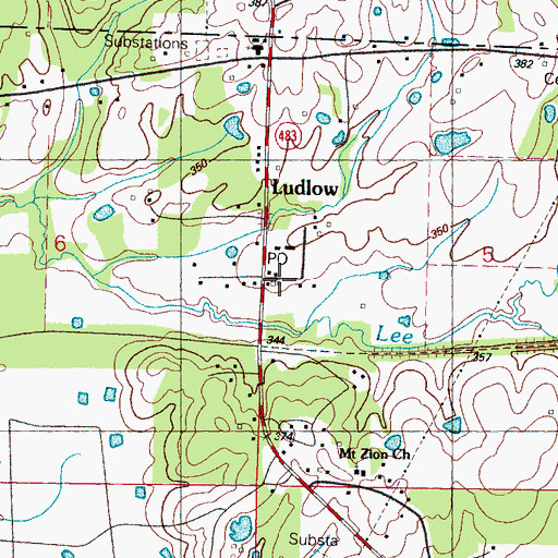 Topographic Map of Ludlow Volunteer Fire Department, MS