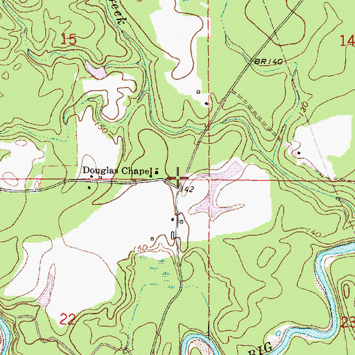 Topographic Map of Wayne County Volunteer Fire Department Crossroads Station, MS