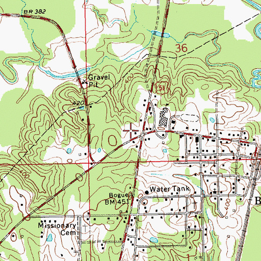Topographic Map of Bogue Chitto Volunteer Fire Department, MS