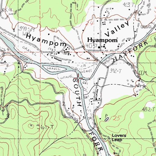 Topographic Map of Hayfork Creek, CA