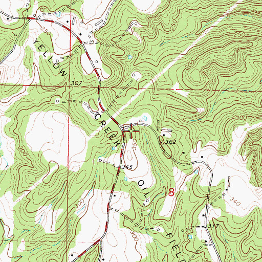 Topographic Map of Wayne County Volunteer Fire Department Yellow Creek Station, MS