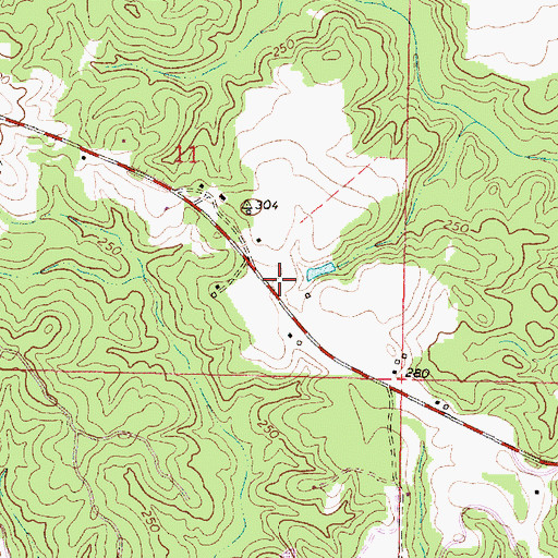 Topographic Map of Wayne County Volunteer Fire Department Denham Station, MS