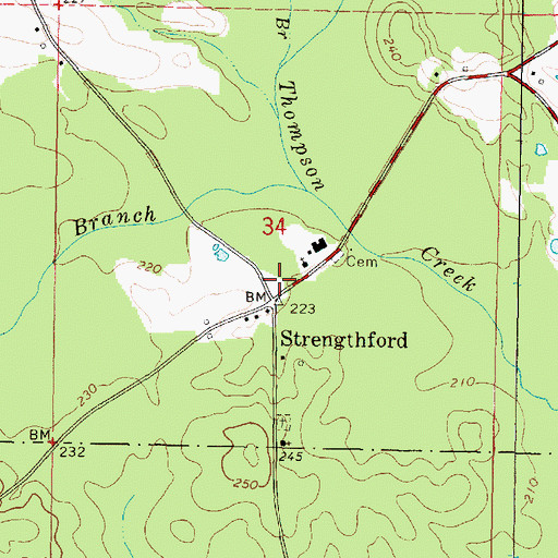 Topographic Map of Wayne County Volunteer Fire Department Strengthford Station, MS