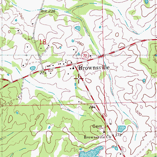 Topographic Map of Brownsville Volunteer Fire Department, MS