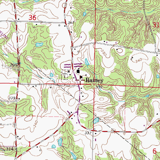 Topographic Map of Southwest Jones Volunteer Fire Department, MS