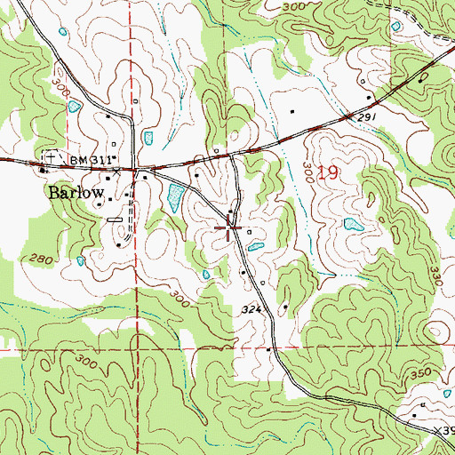 Topographic Map of Barlow Volunteer Fire Department, MS
