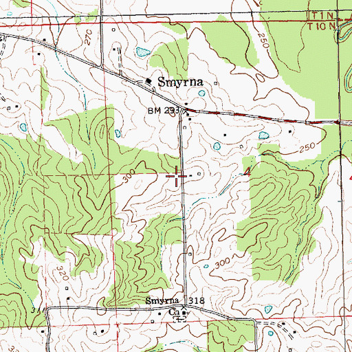 Topographic Map of Smyrna Volunteer Fire Department, MS