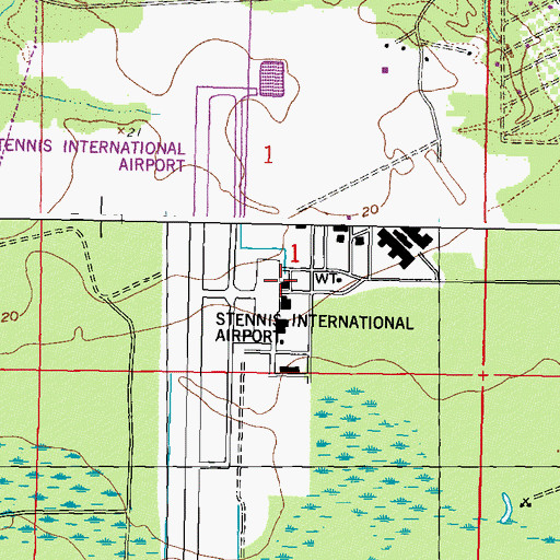 Topographic Map of Stennis International Airport Aircraft Rescue Fire Fighting, MS