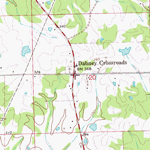 Topographic Map of Crossroads Volunteer Fire Department Terry, MS