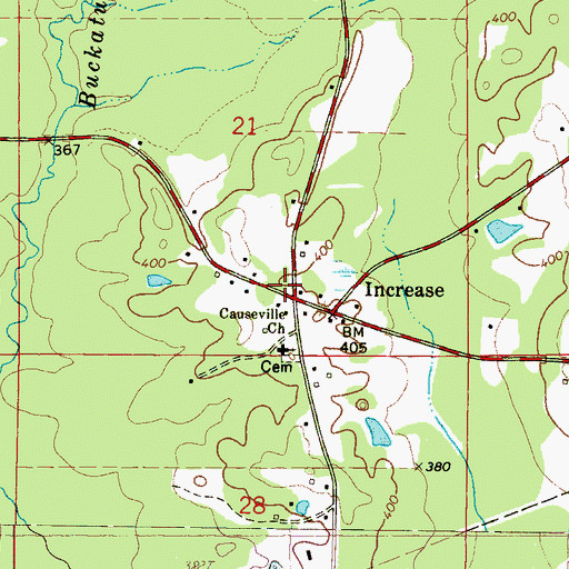 Topographic Map of Causeyville Volunteer Fire and Rescue Department, MS