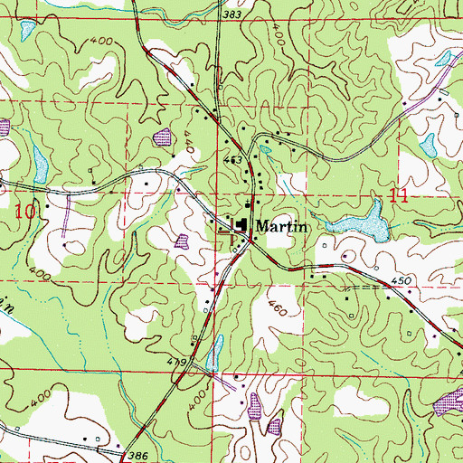 Topographic Map of Martin Volunteer Fire and Rescue Department, MS