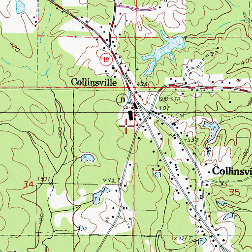 Topographic Map of Collinsville Volunteer Fire Department, MS
