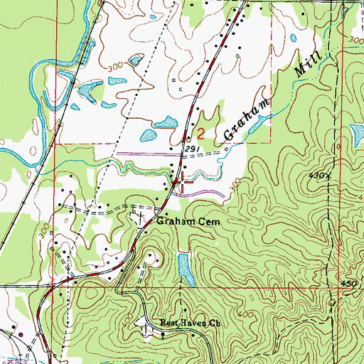 Topographic Map of South Volunteer Fire and Rescue Department, MS