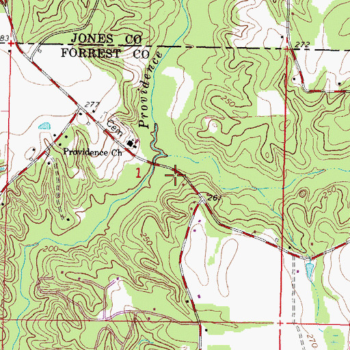 Topographic Map of North Forrest Volunteer Fire Department Station 2, MS