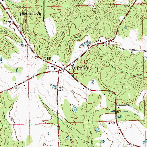 Topographic Map of Topeka Fire Department, MS