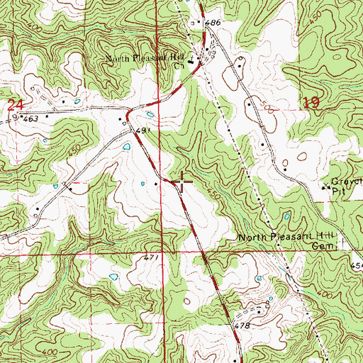 Topographic Map of North Pleasant Hill Fire Department, MS