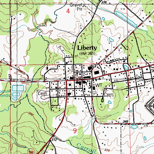 Topographic Map of Liberty Volunteer Fire Department, MS