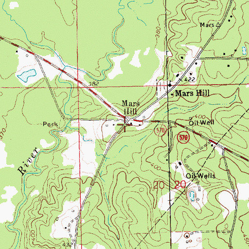 Topographic Map of Mars Hill Volunteer Fire Department, MS