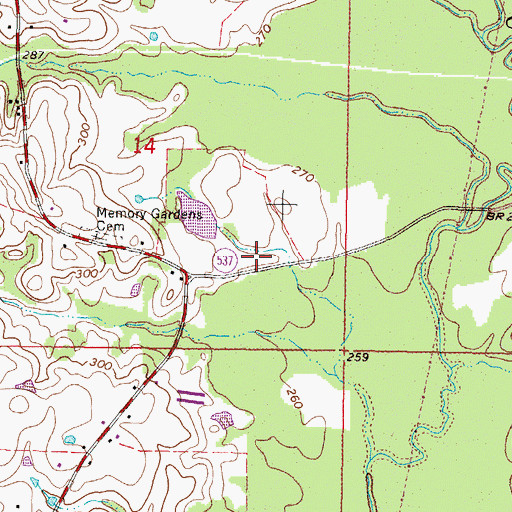 Topographic Map of Mossville Volunteer Fire Department, MS