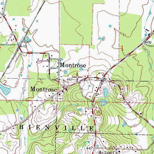 Topographic Map of Montrose Volunteer Fire Department, MS