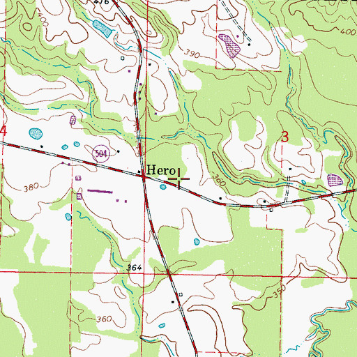 Topographic Map of Northeast Volunteer Fire Department, MS