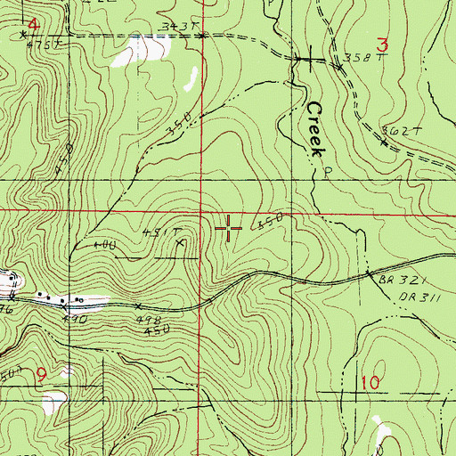 Topographic Map of Lake Eddins Volunteer Fire Department, MS