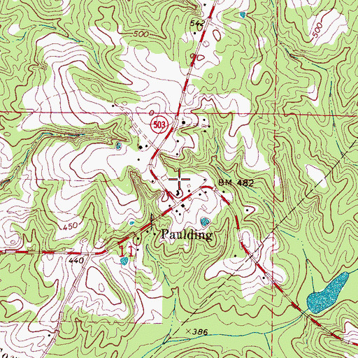 Topographic Map of Paulding Volunteer Fire Department, MS