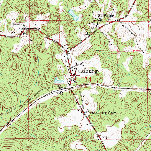 Topographic Map of Vossburg - Heidelberg Volunteer Fire Department, MS