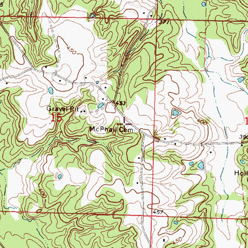 Topographic Map of Granby Volunteer Fire Department, MS
