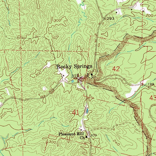 Topographic Map of Claiborne County Fire Department Station 3, MS