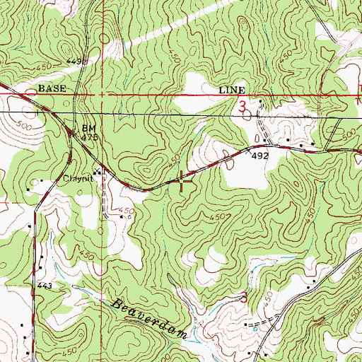 Topographic Map of Beaverdam Volunteer Fire Department, MS
