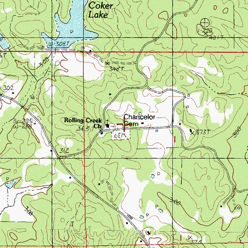 Topographic Map of Rolling Creek Volunteer Fire Department, MS