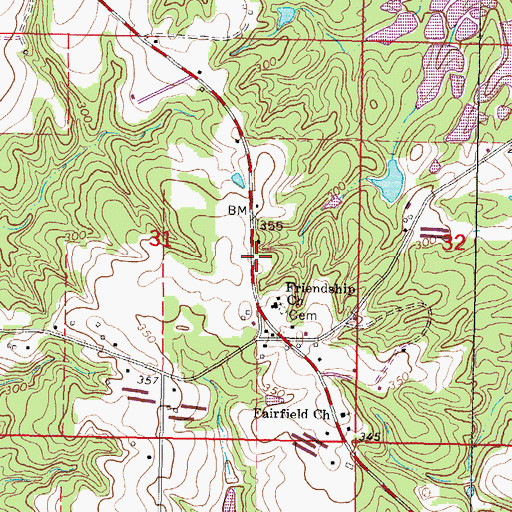 Topographic Map of Johnson Volunteer Fire Department, MS