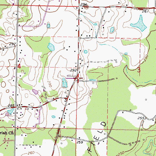 Topographic Map of Sharon Volunteer Fire Department, MS