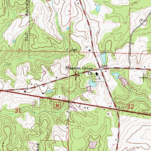 Topographic Map of Wayne County Volunteer Fire Department Pleasant Grove Station, MS