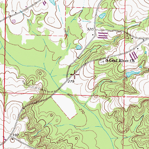 Topographic Map of East Covington Volunteer Fire Department, MS