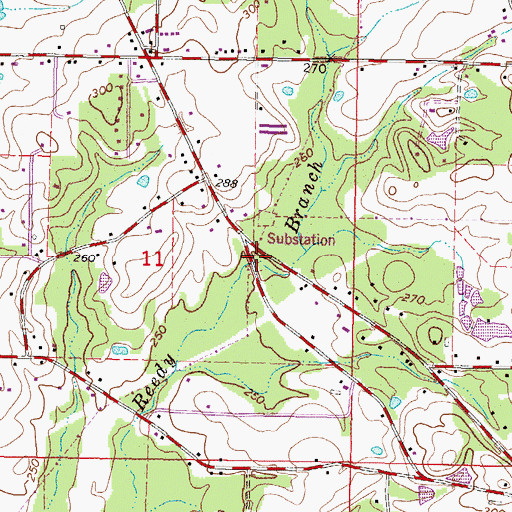 Topographic Map of Shady Grove Volunteer Fire Department, MS