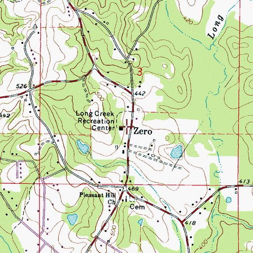 Topographic Map of Long Creek Volunteer Fire Department, MS