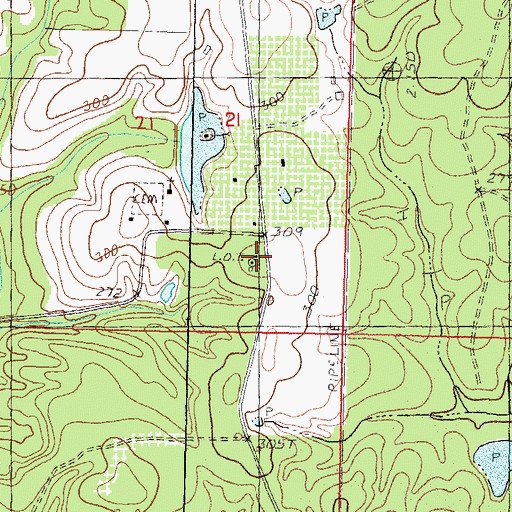 Topographic Map of Mississippi Forestry Commission Pearl River County Office, MS