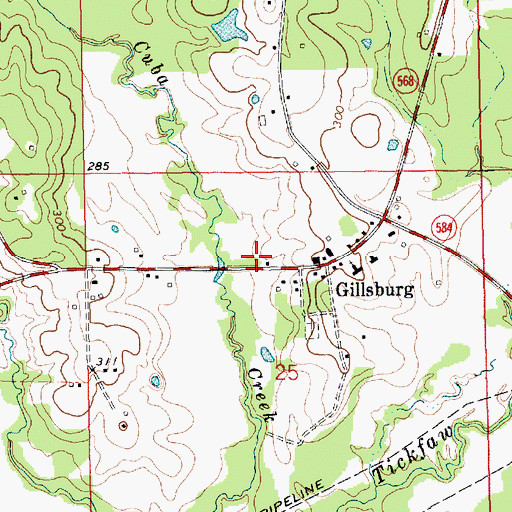 Topographic Map of Gillsburg Rural Volunteer Fire Department, MS