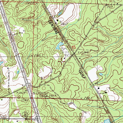 Topographic Map of Carnes Volunteer Fire Department Station 2, MS